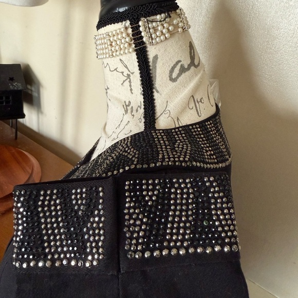 Quacker Factory Black and Silver Bling Jean Jacket with Embroidered Collar NWT - Picture 6 of 8